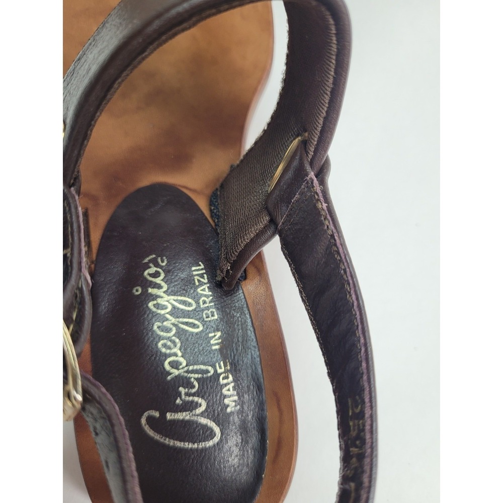 Arpeggios Womens 6M Sandals Thong, Brown ALL‎ Leather, Buckle, Made BRAZIL, GUC - Picture 3 of 10